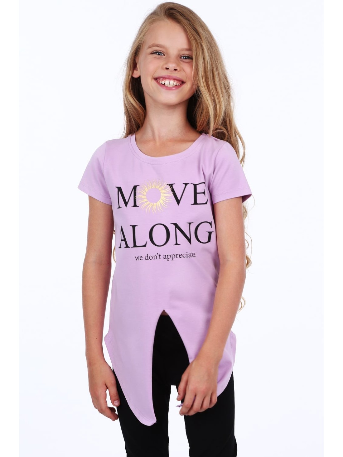 Girls\' tunic with a slit, purple NDZ8229 - Online store - Boutique